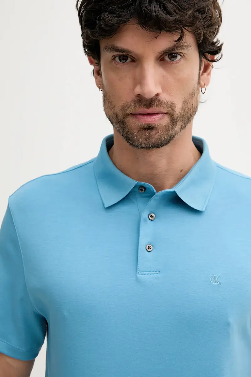 polo in cotone colore blu LV04LB276G miniatura 3