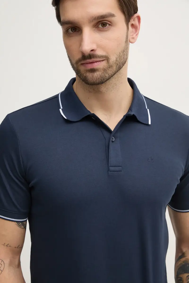polo in cotone colore blu navy K10K114130 miniatura 4