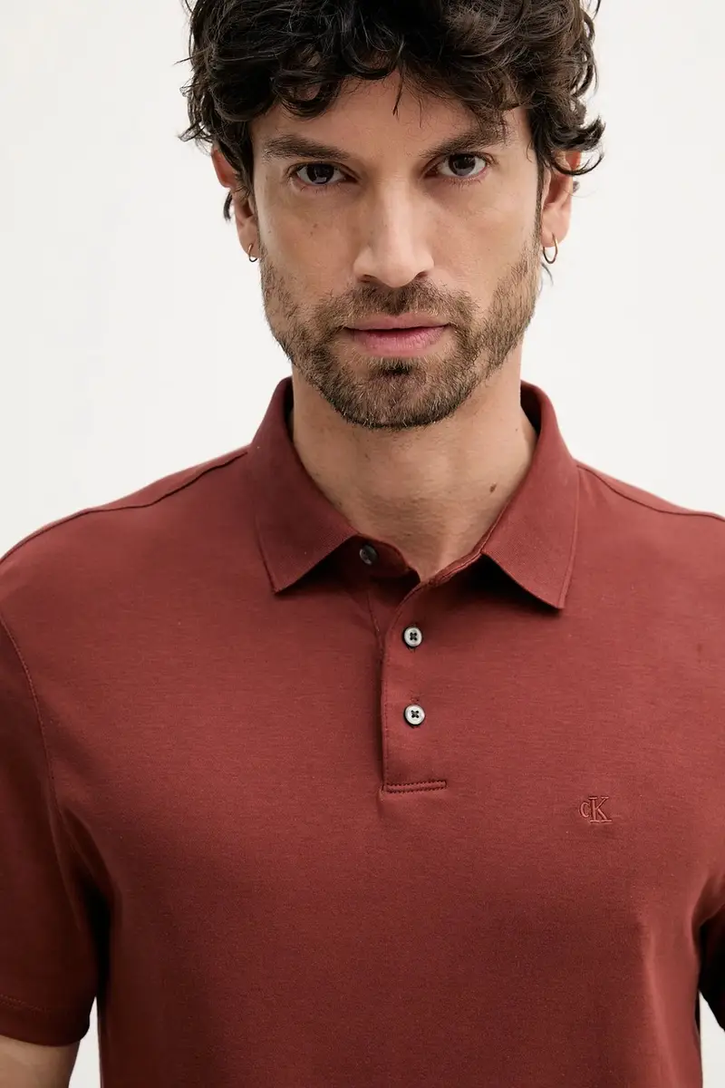 polo in cotone colore granata LV04LB276G Rosso miniatura 3