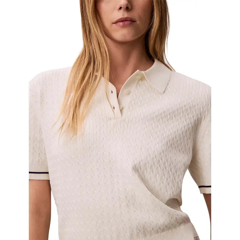 Polo In Maglia Maniche Lunghe Bianco Donna XS
