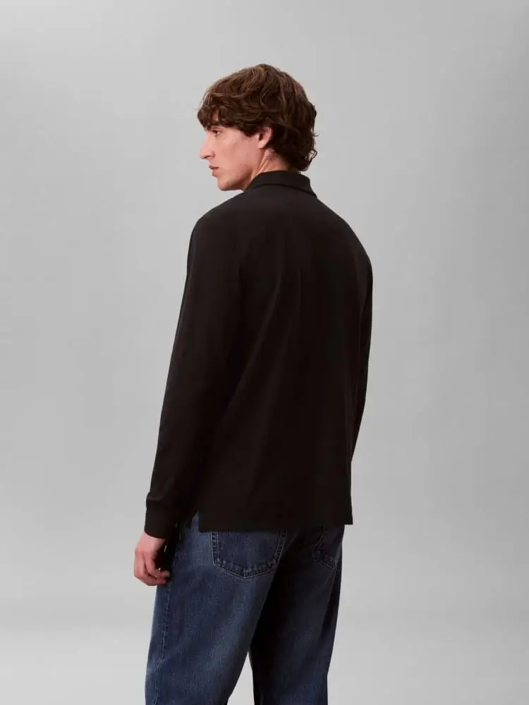 polo nera uomo con logo miniatura 2