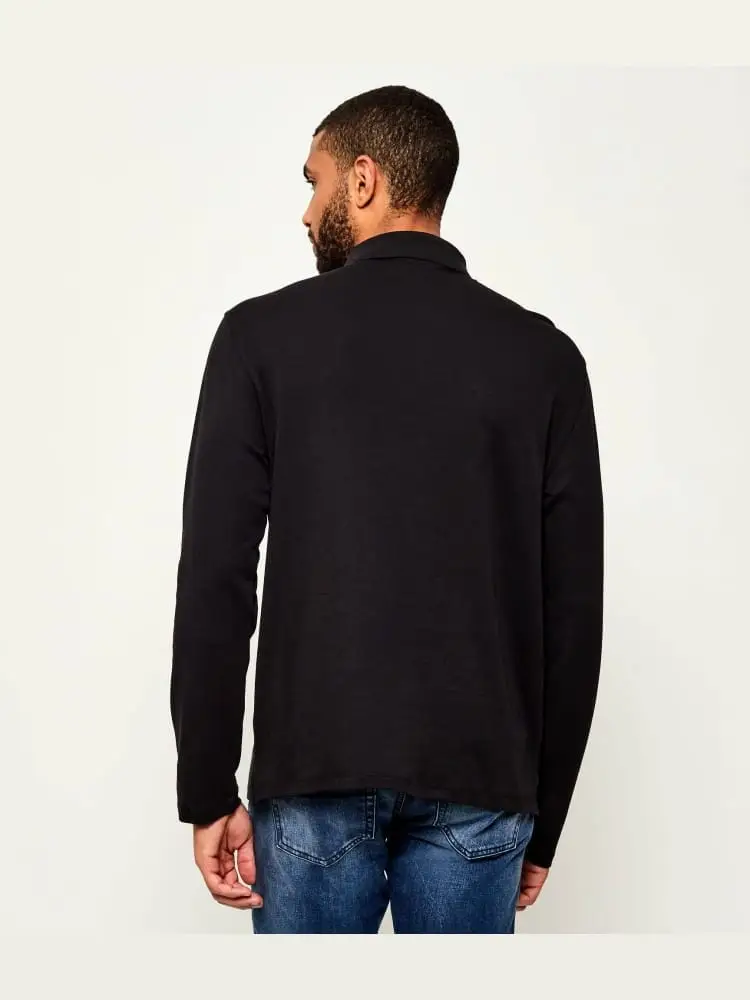 polo nera uomo logo sul petto miniatura 2