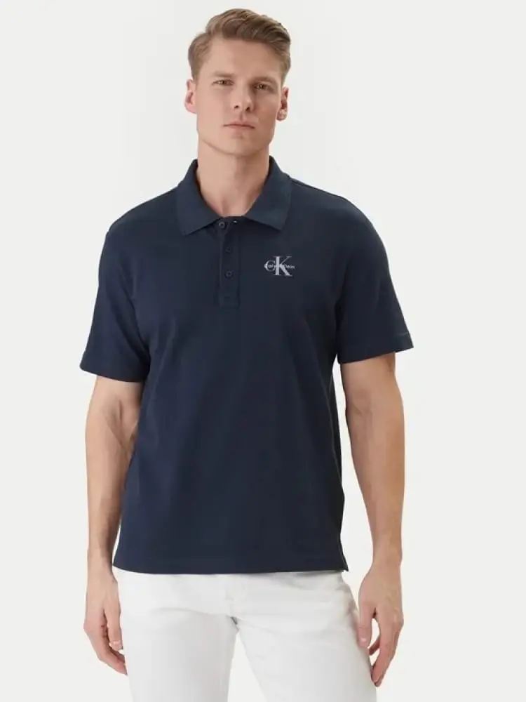 polo uomo blu scura regular fit con logo
