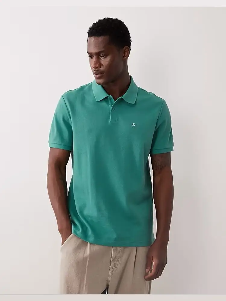 polo verde acqua uomo mini logo