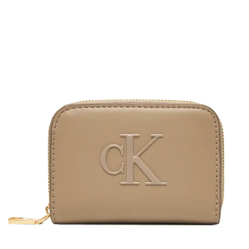 Portafoglio Calvin Klein Bold Ck Medium Zip Around LV04F1154G Beige
