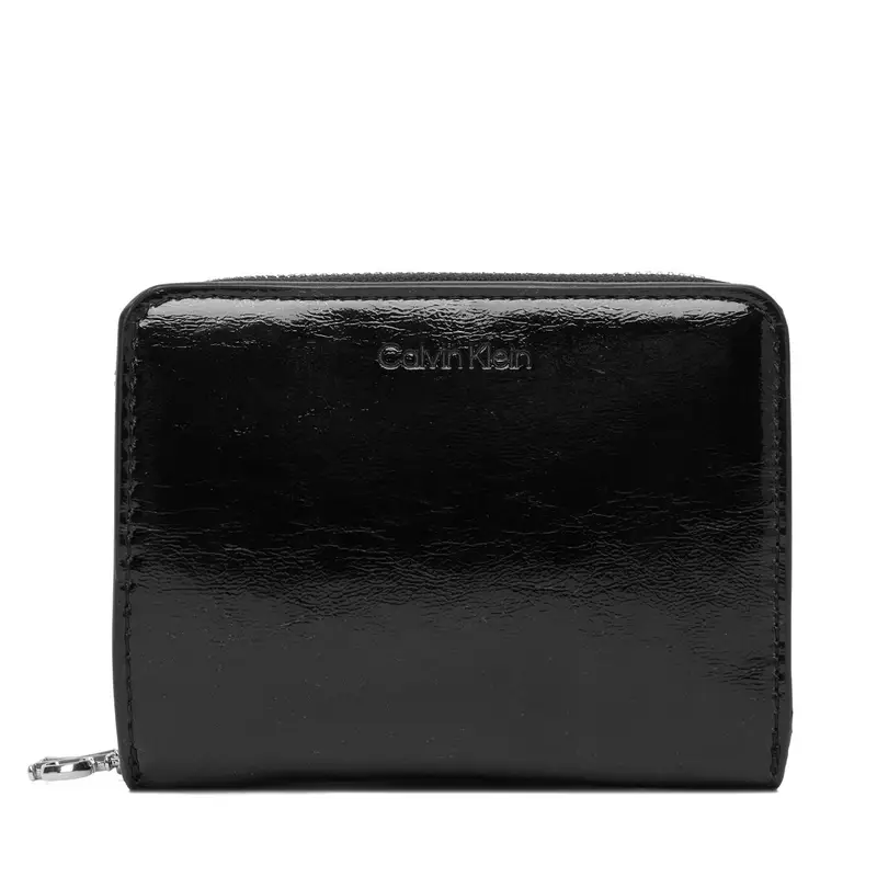 Portafoglio Calvin Klein Ck Metallic Flap Zip Around LV04F1103G Nero