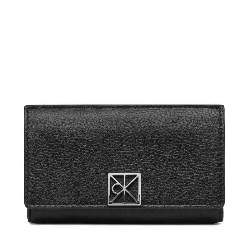 Portafoglio Calvin Klein Emblem Hw Pebble Snap Cardholder LV04F1127G Nero