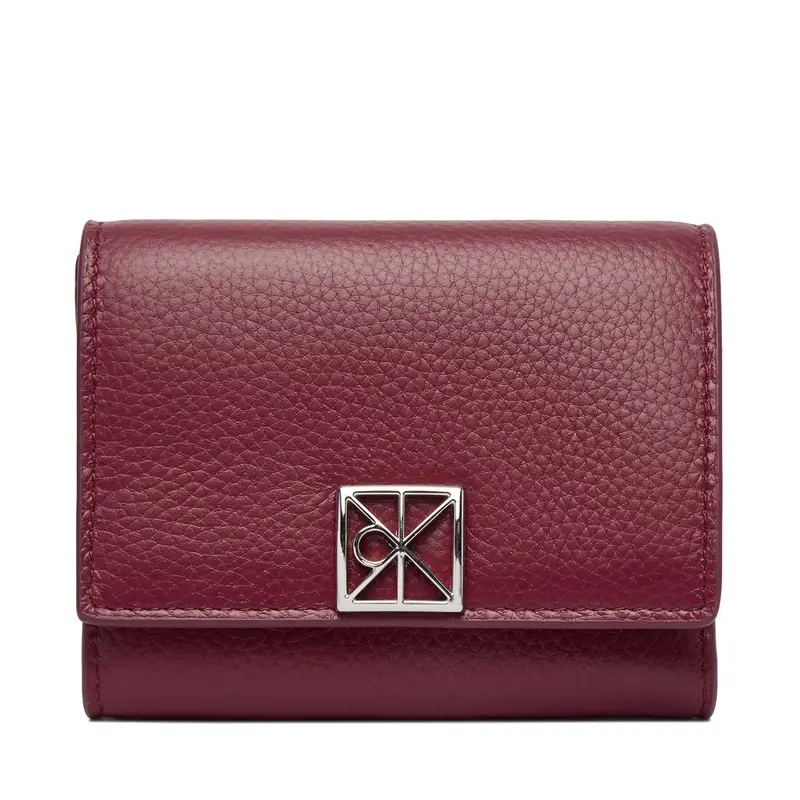 Portafoglio Calvin Klein Emblem Hw Pebble Trifold W/Zip LV04F1128G Bordeaux