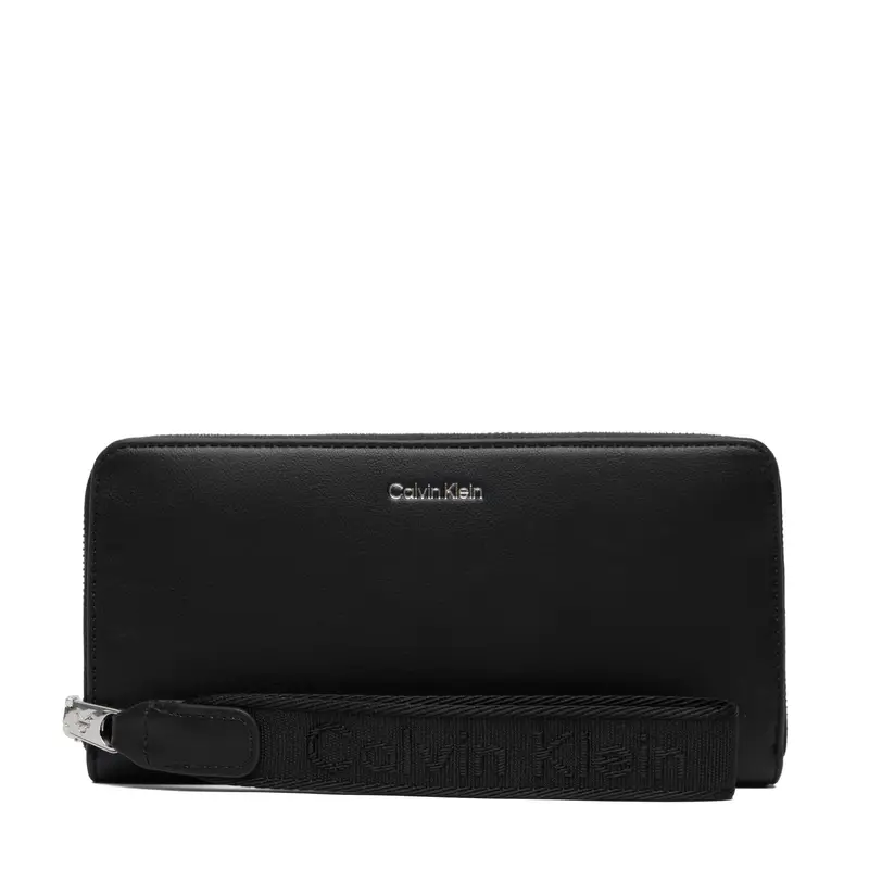 Portafoglio Calvin Klein Webbing Strap Long Zip Around LV04F1174G Nero