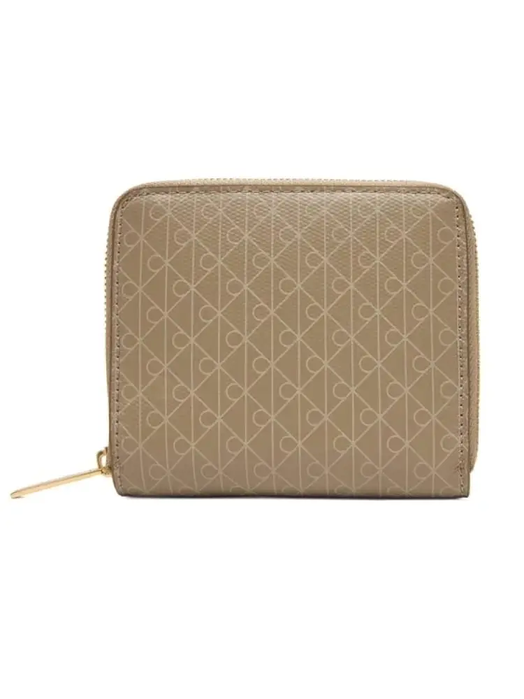 portafoglio donna beige con logo all over
