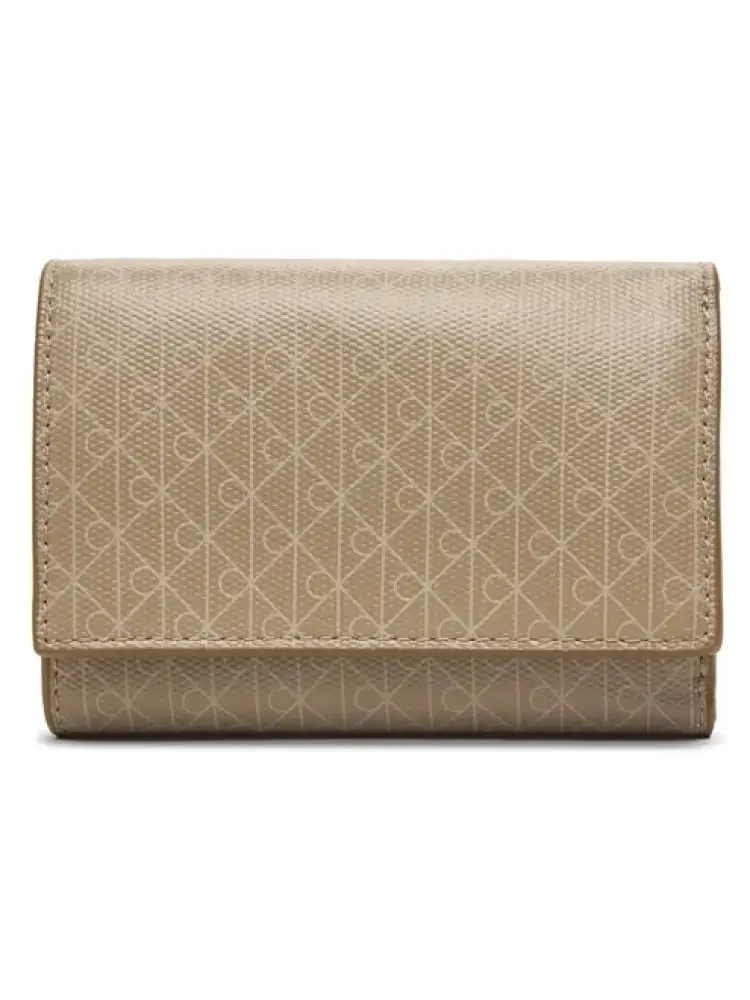 portafoglio donna beige con logo all over