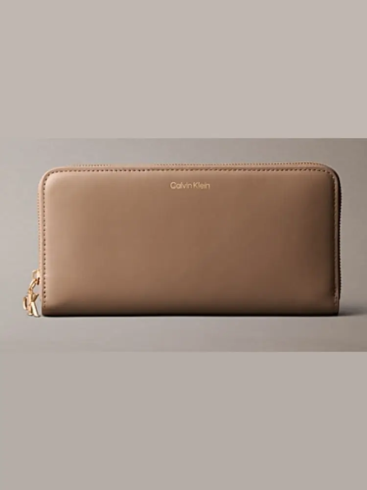 portafoglio donna beige zip around