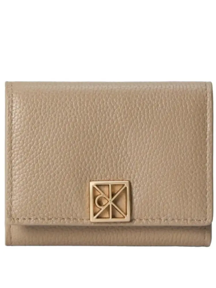 portafoglio donna in ecopelle beige con logo dorato