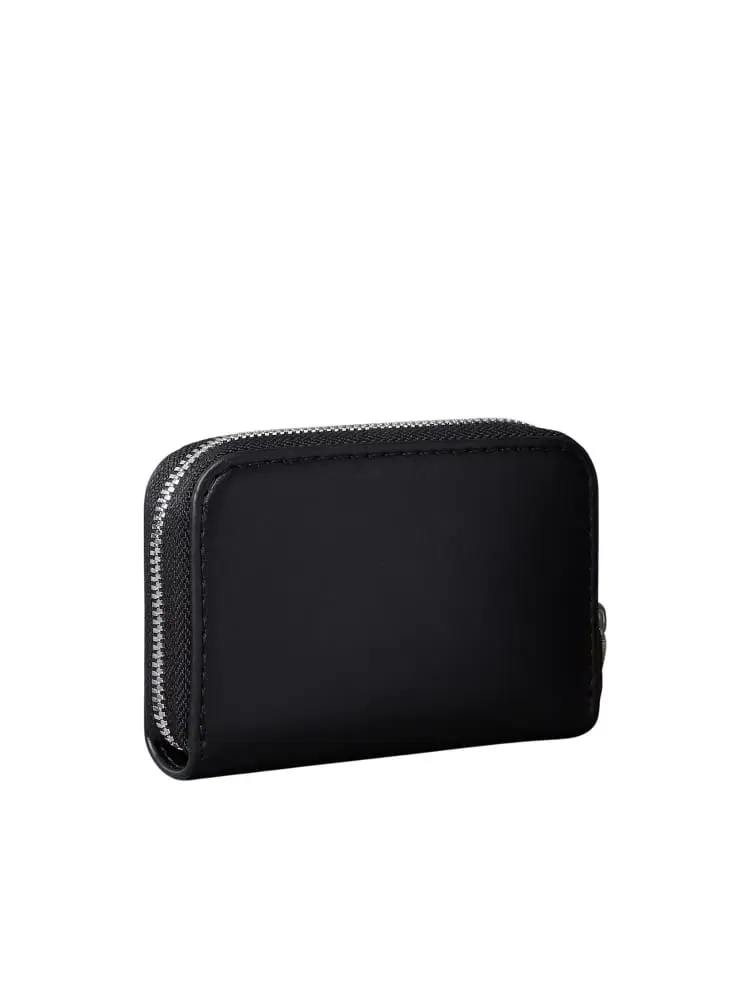 portafoglio donna in ecopelle nera con logo bianco in rilievo miniatura 2