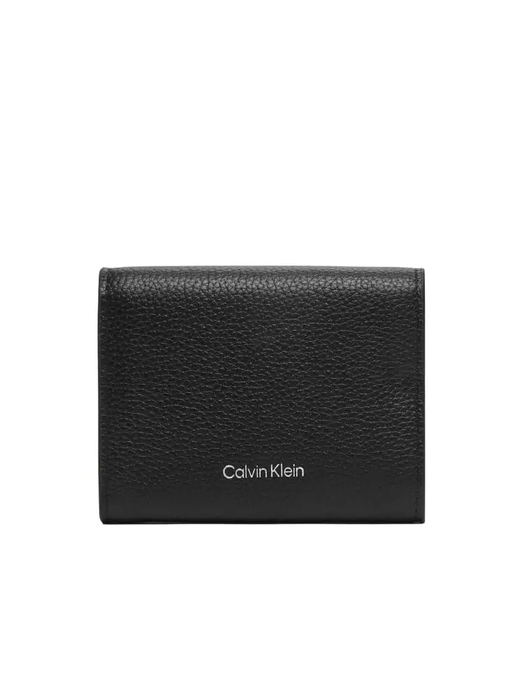 portafoglio donna in pelle nera martellata con logo emblem miniatura 3