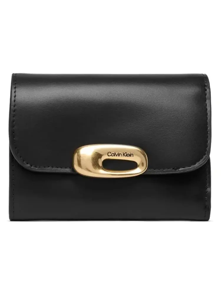 portafoglio donna nero con bottone oro