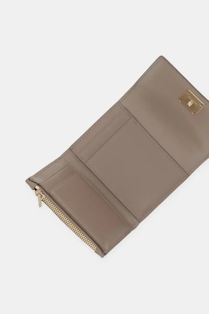 portafoglio in pelle Beige miniatura 3