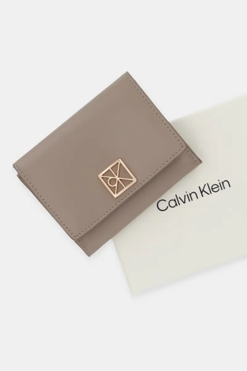 portafoglio in pelle Beige miniatura 5