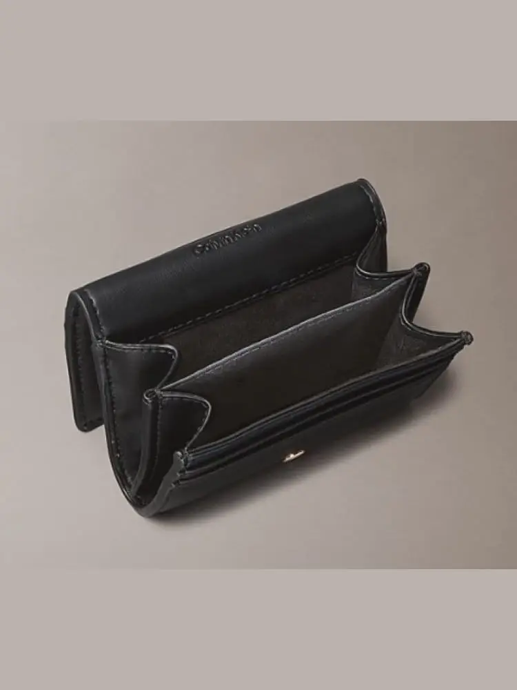 portafoglio nero donna con logo miniatura 3