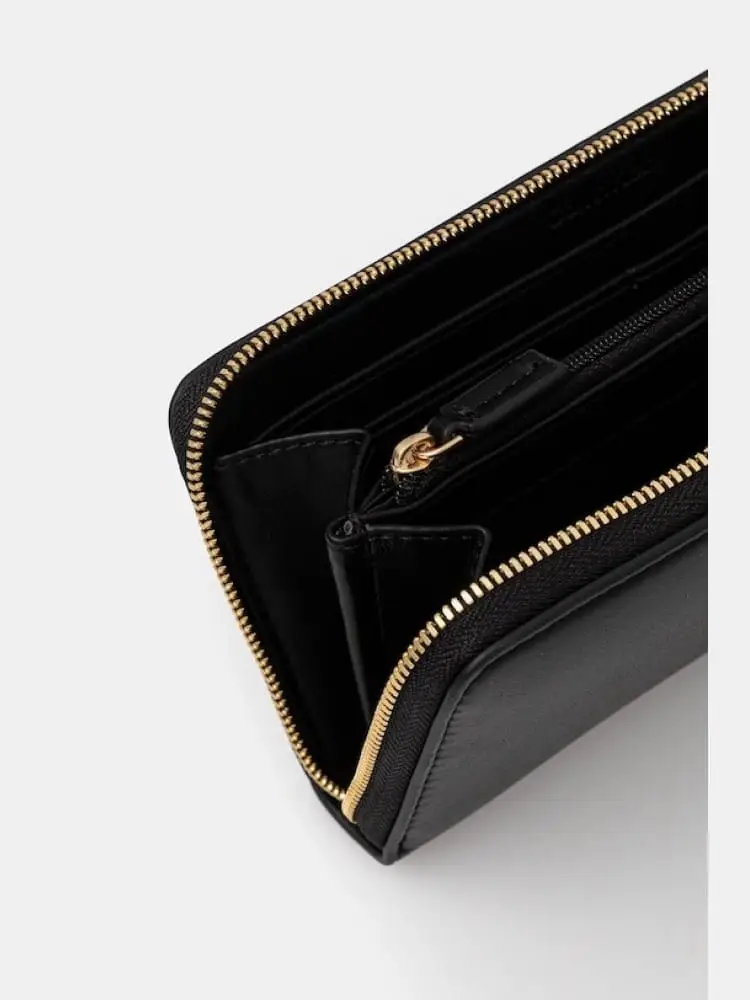 portafoglio nero donna con logo miniatura 2