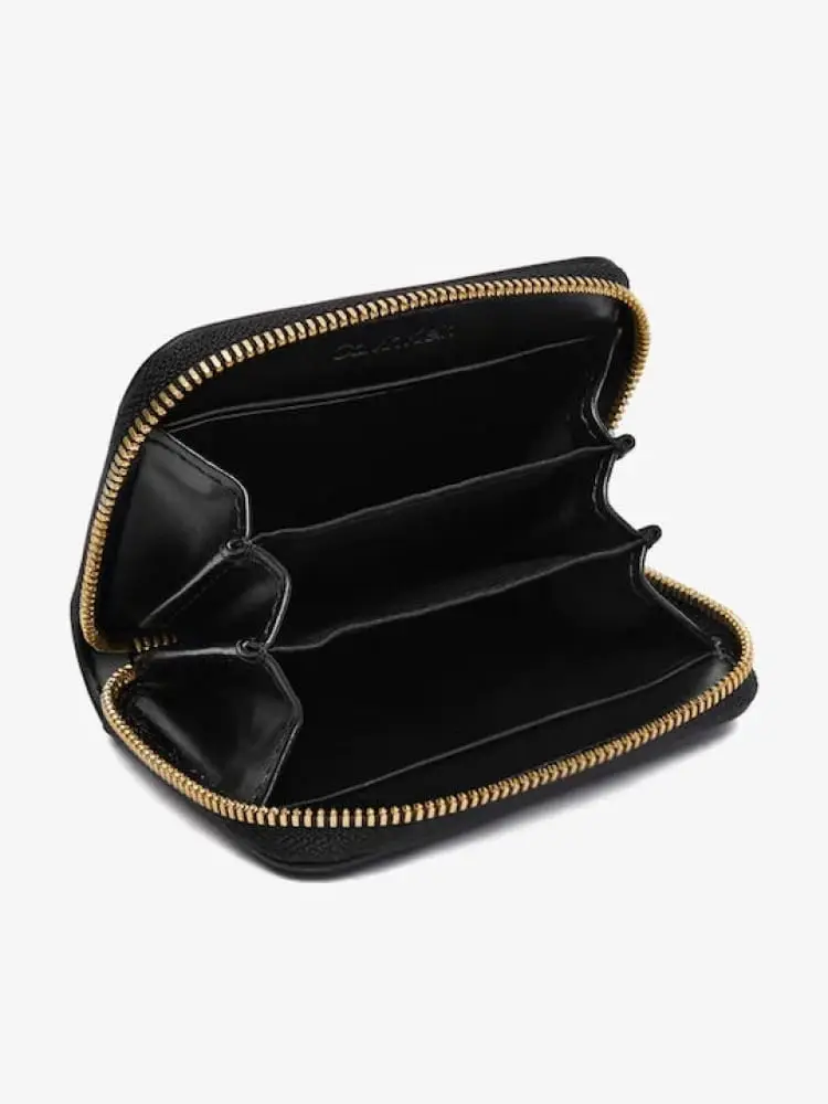 portafoglio nero donna con logo miniatura 3