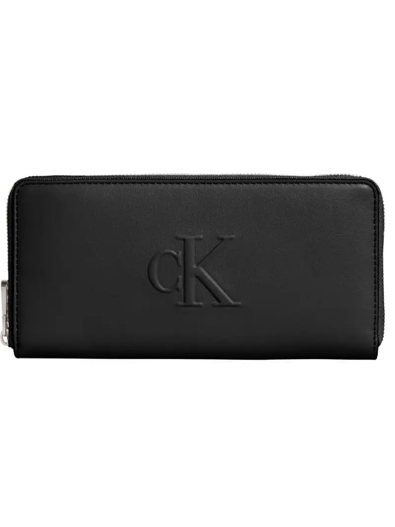 Calvin Klein portafoglio nero donna in ecopelle maxi logo in rilievo