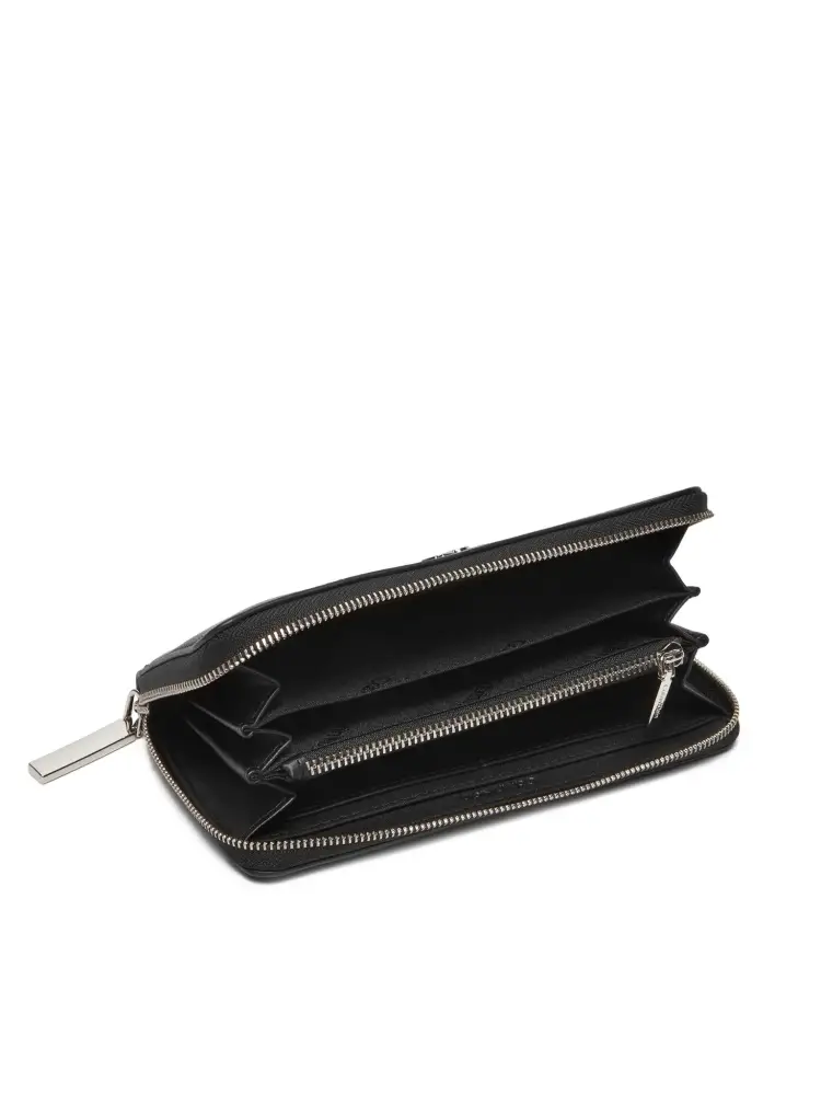 portafoglio nero donna in ecopelle mini logo sul davanti miniatura 3