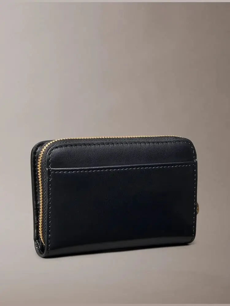 portafoglio nero donna logo sul davanti miniatura 3