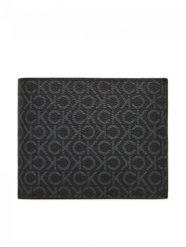 portafoglio nero uomo in ecopelle monogram all over