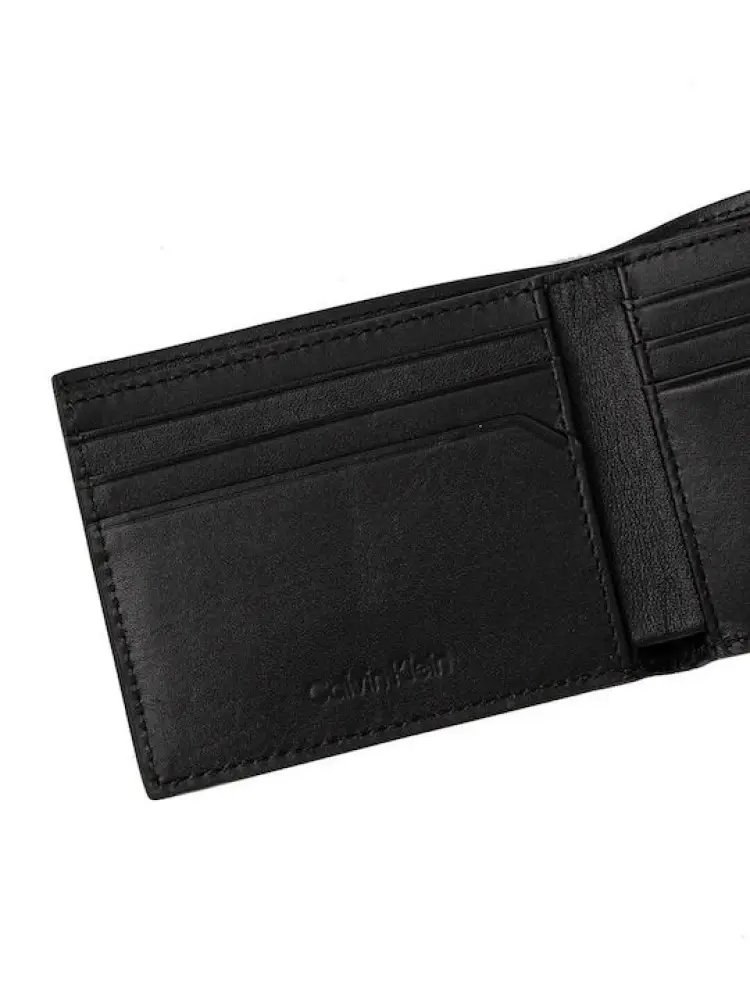 portafoglio nero uomo in ecopelle monogram all over miniatura 3