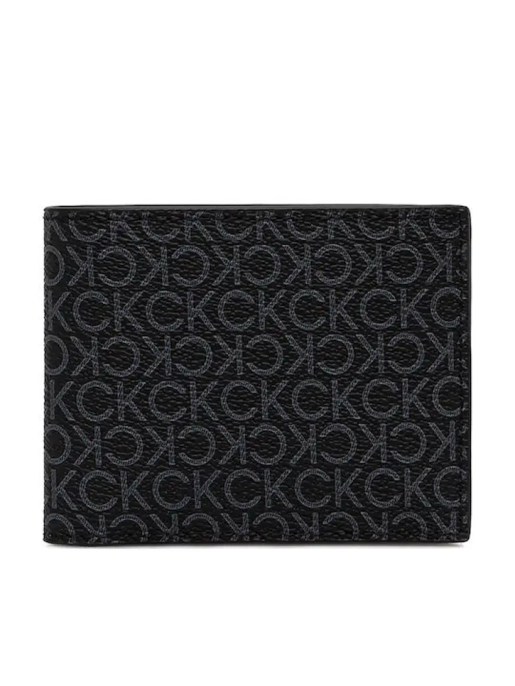 portafoglio nero uomo in ecopelle monogram all over