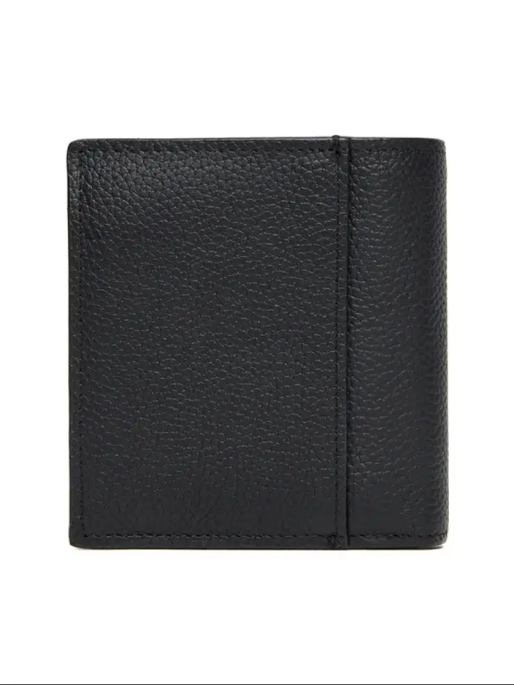 portafoglio nero uomo in pelle logo sul fondo miniatura 2