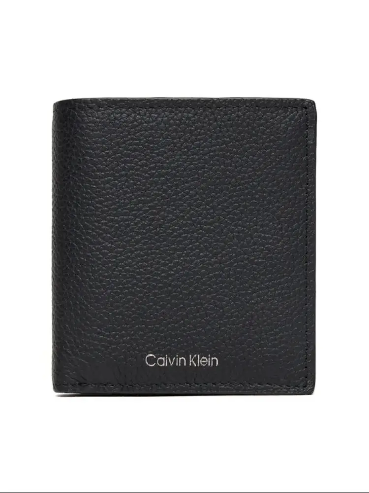 portafoglio nero uomo in pelle logo sul fondo