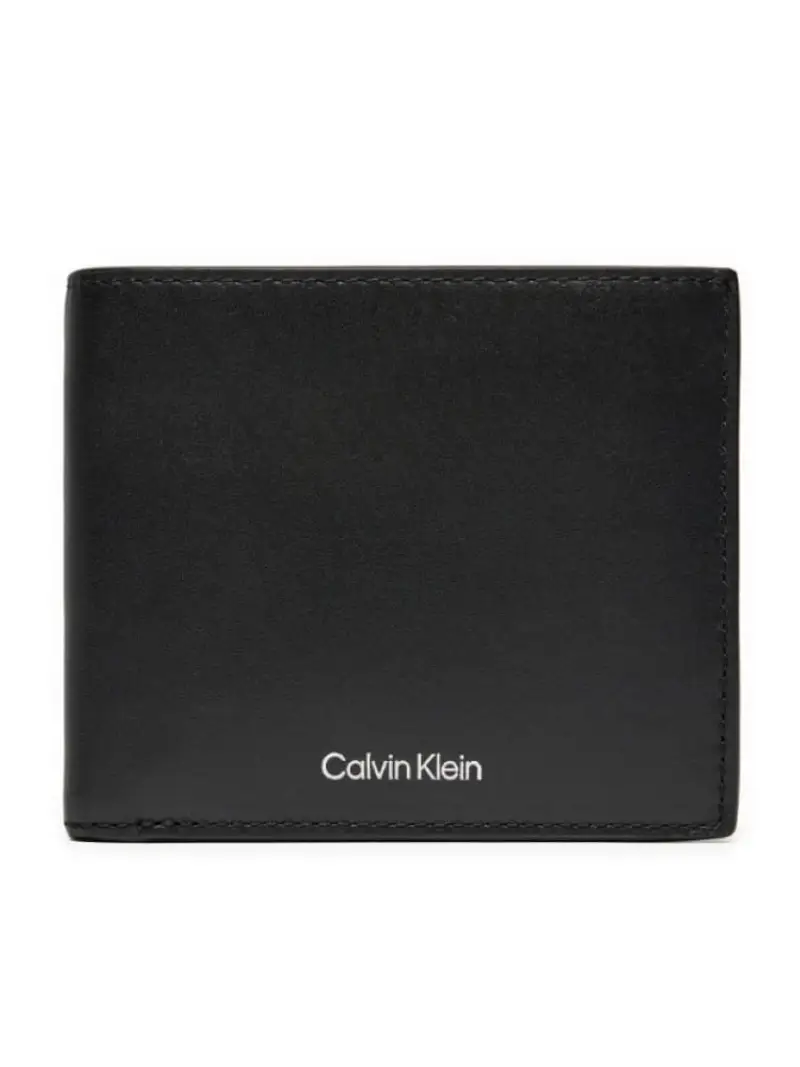 Calvin Klein portafoglio nero uomo in similpelle mini logo sul fondo