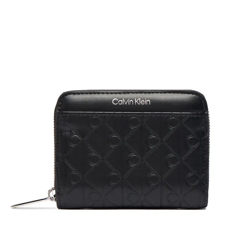 Portafoglio piccolo da donna Calvin Klein Emblem Aop Embossed Zip Around LV04F1081G Nero