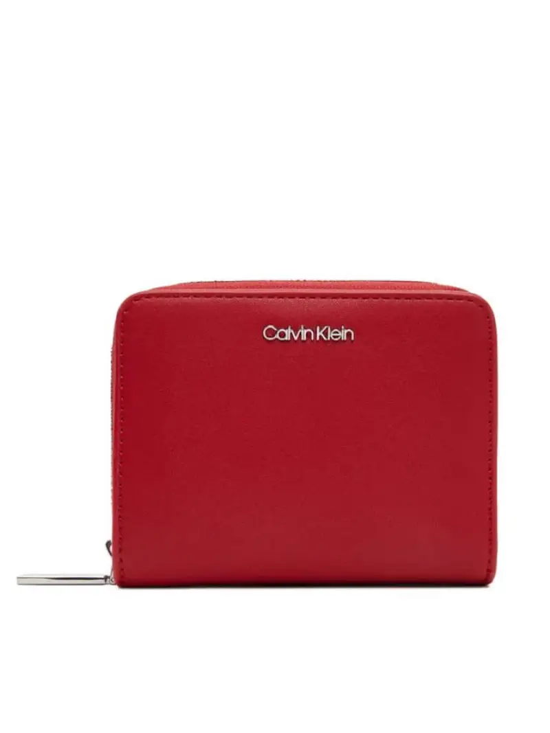 Calvin Klein portafoglio rosso donna in ecopelle logo lettering in metallo