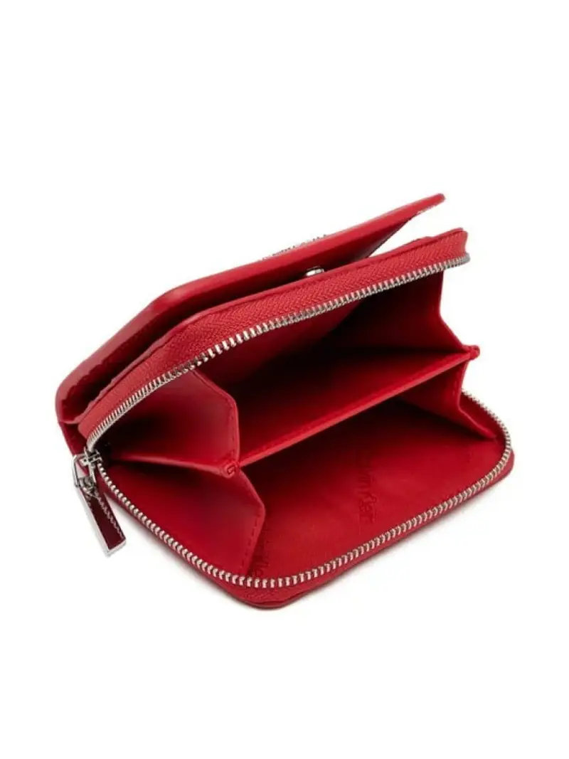 Calvin Klein portafoglio rosso donna in ecopelle logo lettering in metallo miniatura 3