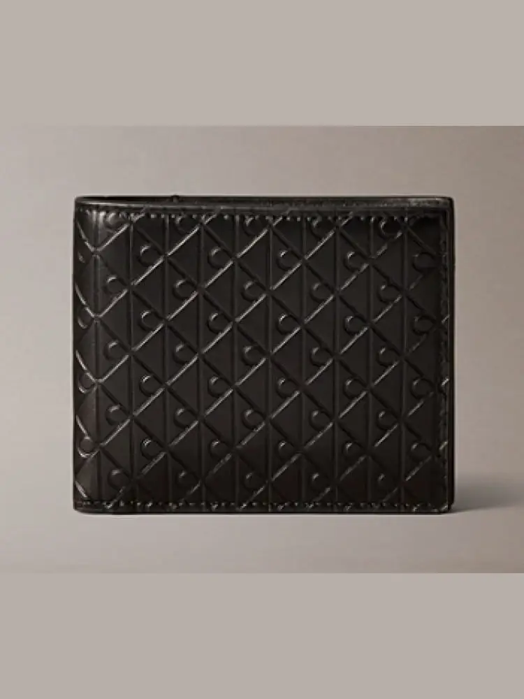 portafoglio uomo nero con monogramma e logo all over