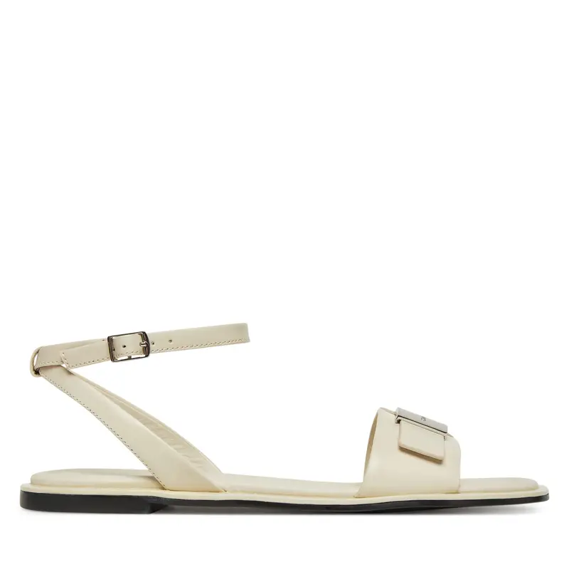Sandali Calvin Klein Flat Sandal W/Ck Hw - Lth HW0HW02367 Écru Écru
