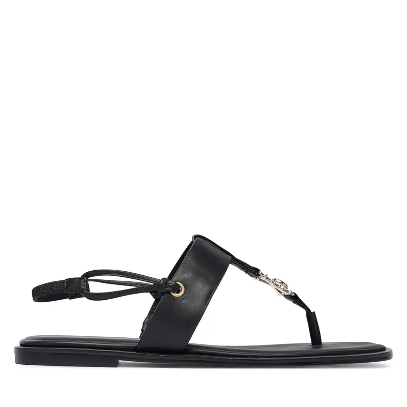Sandali Calvin Klein Round Flat Sndl Thong Lth Hdw HW0HW02926 Nero