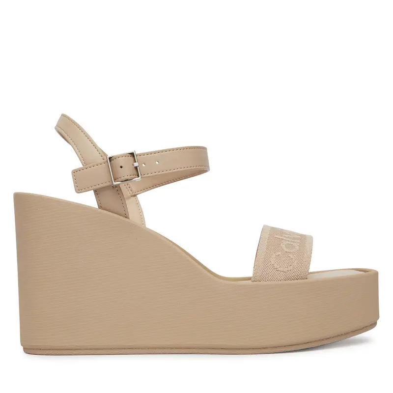 Sandali Calvin Klein Wedge 70 Sndl Webbing Lth HW0HW02882 Beige