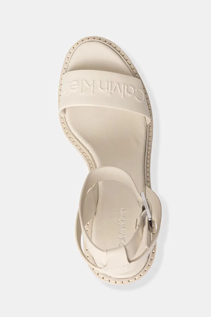 sandali in pelle WEDGE SANDAL 70 - HE colore beige HW0HW02376 miniatura 4