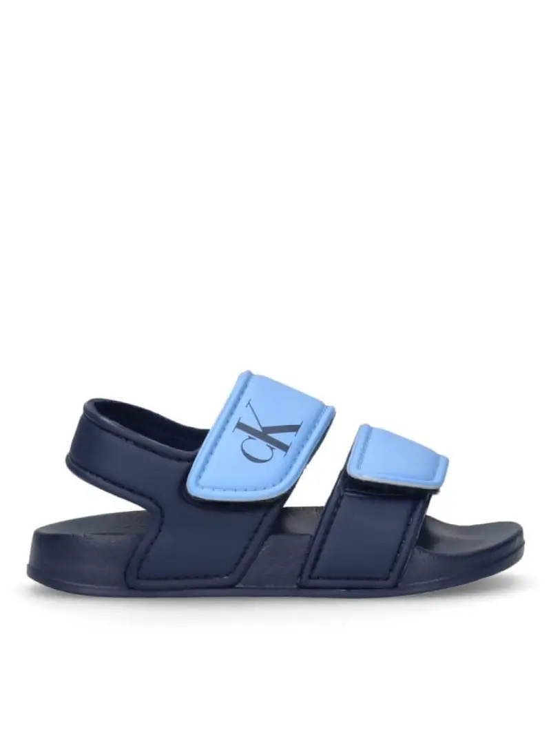 Calvin Klein sandalo blu bambino in gomma chiusura in velcro logo sul davanti