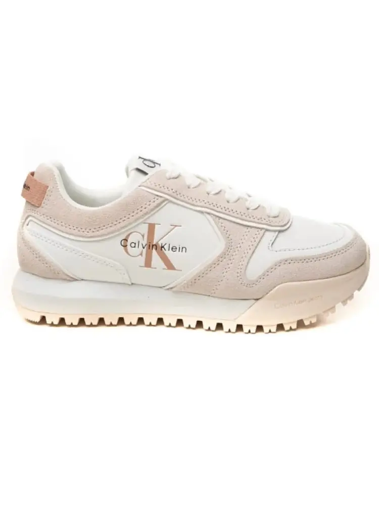 scarpa donna toothy bianca e light beige in pelle