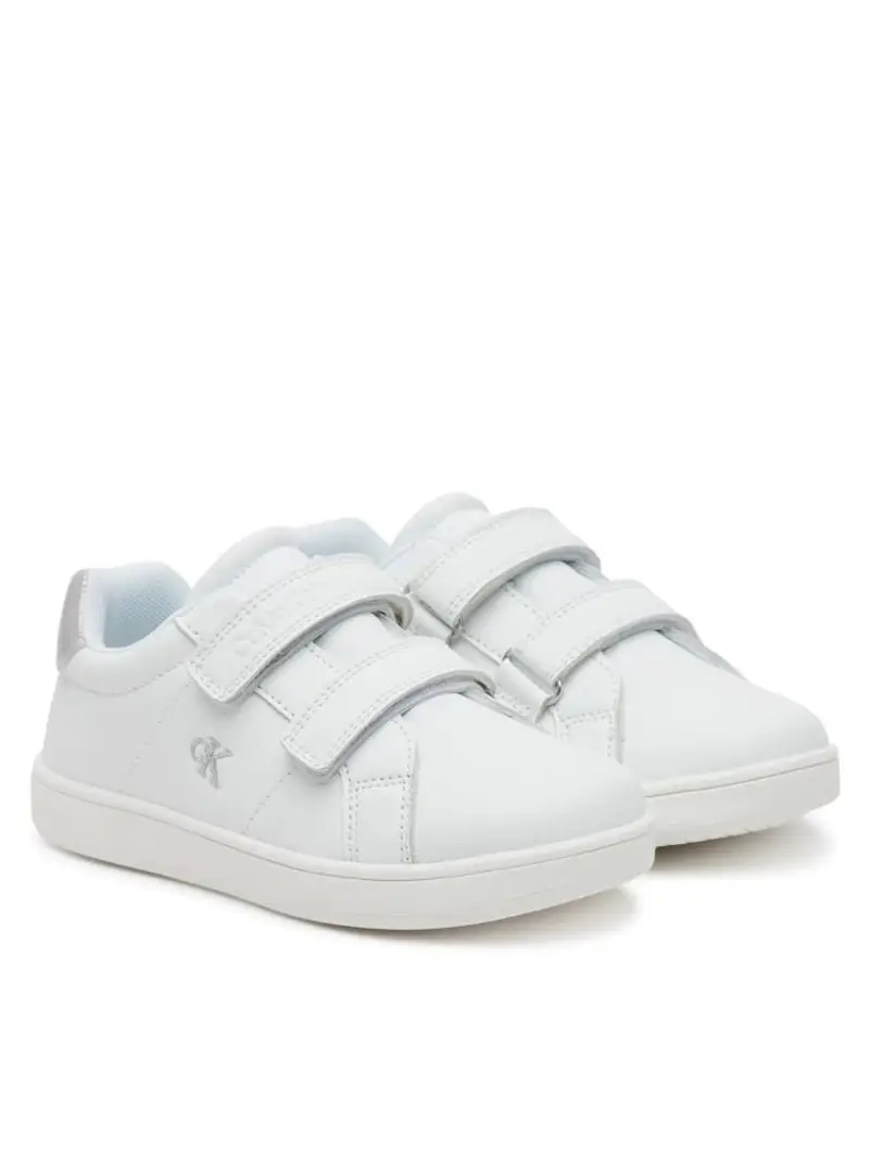 Calvin Klein scarpe bianche bambina in ecopelle logo sul lato miniatura 2