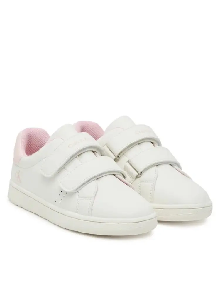 scarpe bianche bambina in similpelle con dettagli rosa miniatura 2