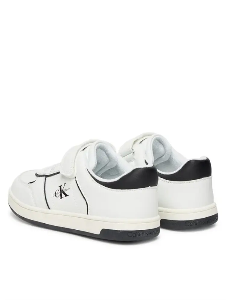 scarpe bianche bambino in similpelle logo sul lato miniatura 3