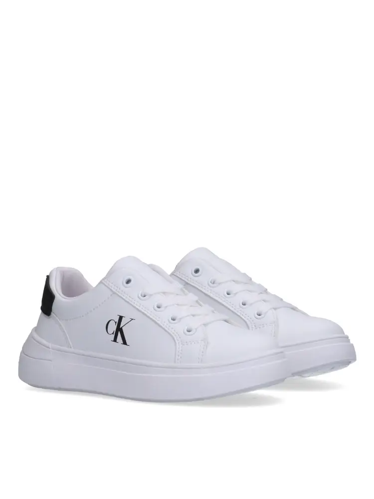 scarpe bianche bambino unisex in similpelle logo sul lato miniatura 2