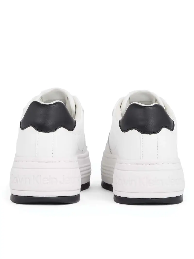 Calvin Klein scarpe bianche donna in pelle suola alta logo sul lato miniatura 2