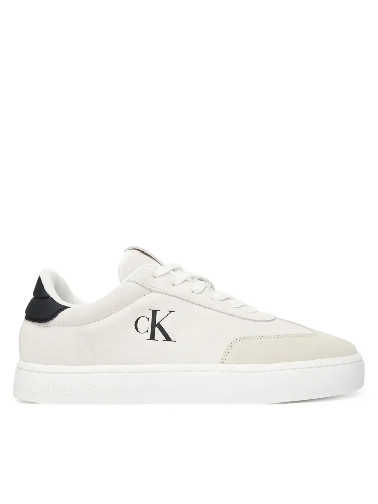 scarpe bianche uomo in pelle e tessuto logo sul lato